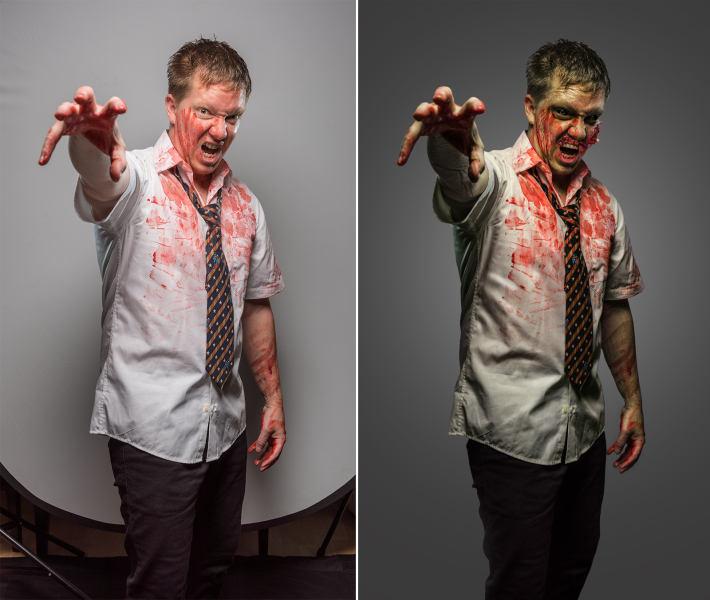 Zombi Franky vorher/nachher