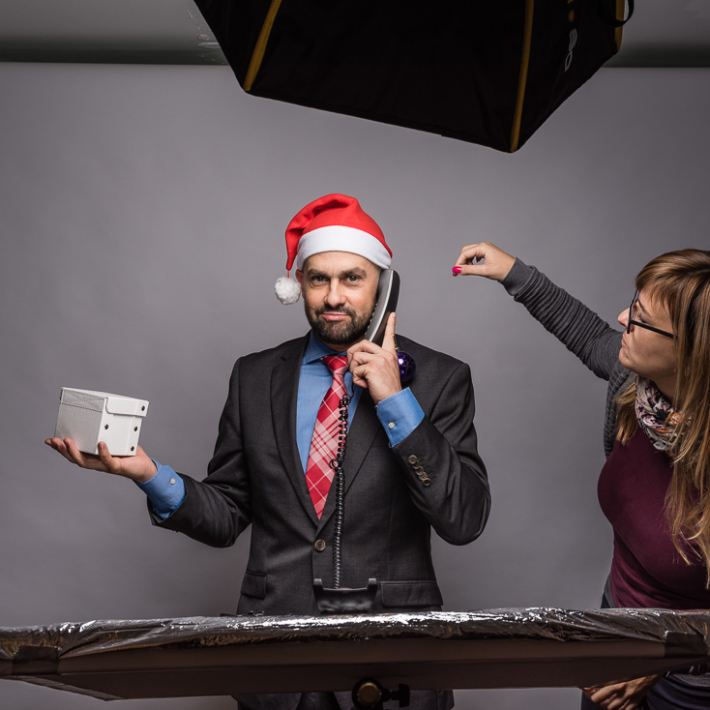 Fotoshooting für eine Weihnachtskarte für Handelsvertretung Nun
